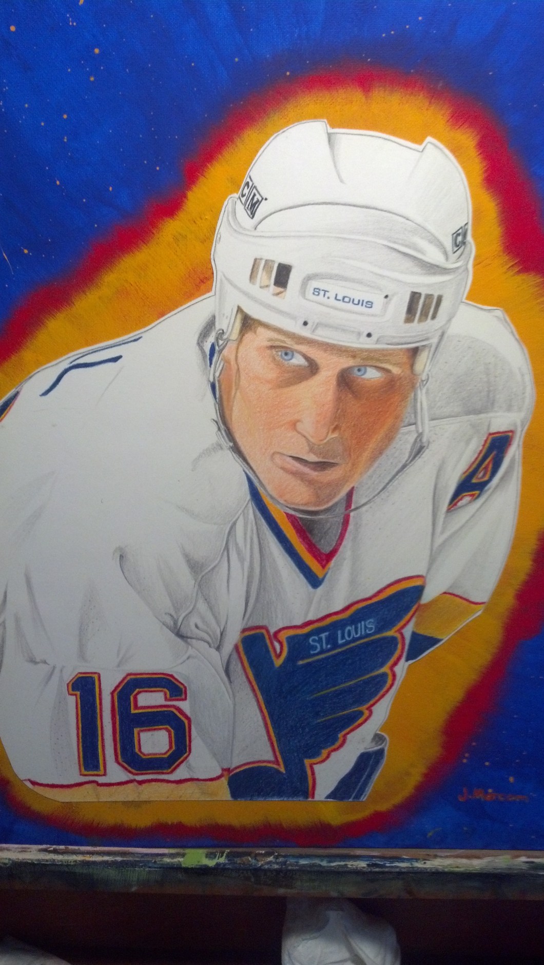 Brett Hull Portrait in colored pencil