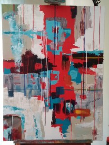 "Totem; Warrior Blood" A tribute to all races who have sacrificed to make this country what it is, good or bad. Acrylic on canvas. 30"x40".